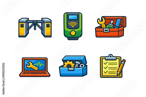 Tools and equipment for maintenance and repair work for machines and technical systems in a workshop setting