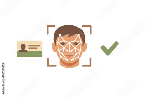 Facial recognition technology scans a person's face and matches it with an ID card in a verification process
