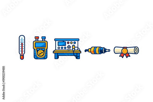 Equipment used in a laboratory setting for scientific measurements and experiments with tools for education and certification