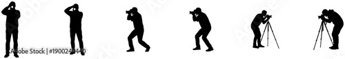 A set of silhouettes of people taking pictures with cameras, arrow, black, blade, brush, illustration, paint brush, profile, spear, stick, tool, weapon, against transparent background