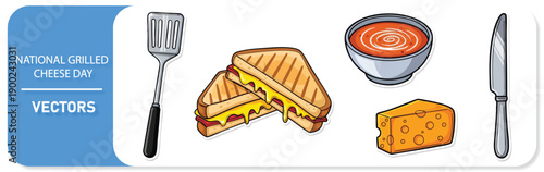 Delicious grilled cheese sandwiches and soup for National Grilled Cheese Day