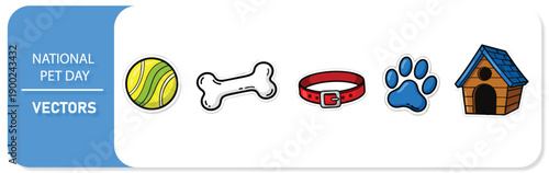 Colorful pet icons for National Pet Day celebration