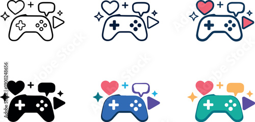 User engagement media icon illustrating a stylized gaming controller and interactive symbols, symbolizing participatory digital
