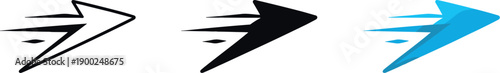 Acceleration concept visualized as a sleek forward-leaning arrow symbol, identical shape displayed side by side in matching