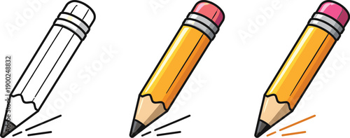 Skill building action illustrated by a sharpened writing pencil angled forward as if in motion, same shape duplicated side by