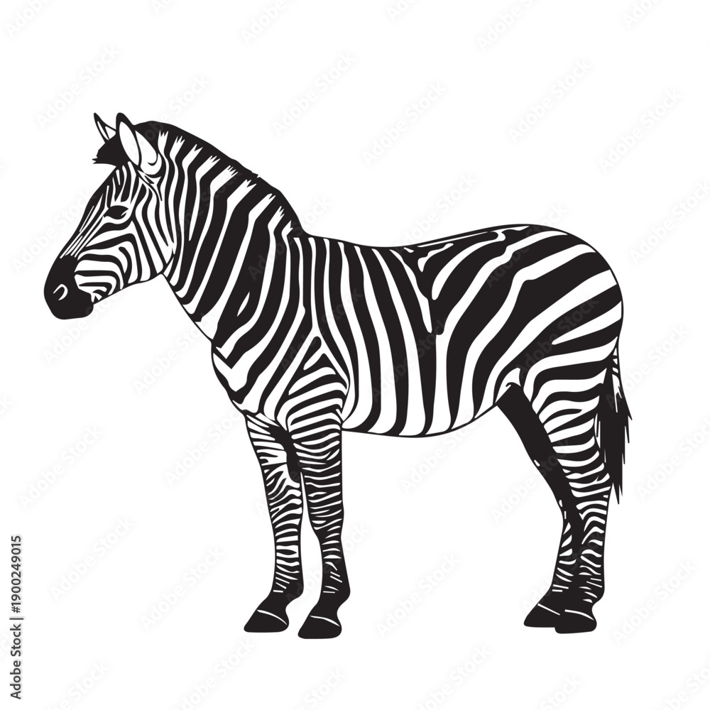 Fototapeta premium Zebra Silhouette Vector , Zebra Animal Black and White Illustration, Zebra Silhouette Collection
