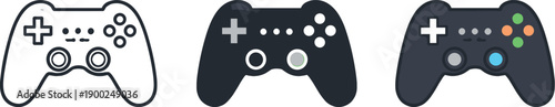Pop culture context depicted as a modern game controller with dual grips and central buttons, identical form aligned across the