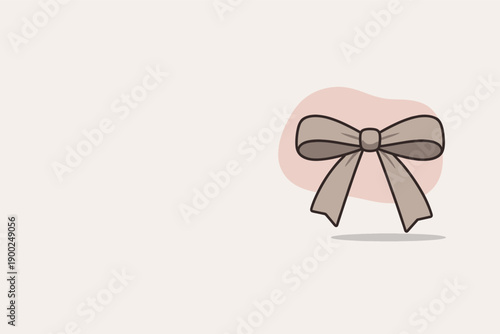 Minimal ribbon bow silhouette viewed straight-on with balanced loops and clean knot, placed in the right third of a 3:2 canvas