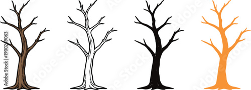 Ecosystem loss outcome represented by a bare tree with broken branches and no foliage, clearly visible as a single stark