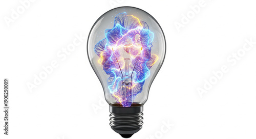Wallpaper Mural Creative Idea Light Bulb with Glowing Particles Isolated on White Background Torontodigital.ca