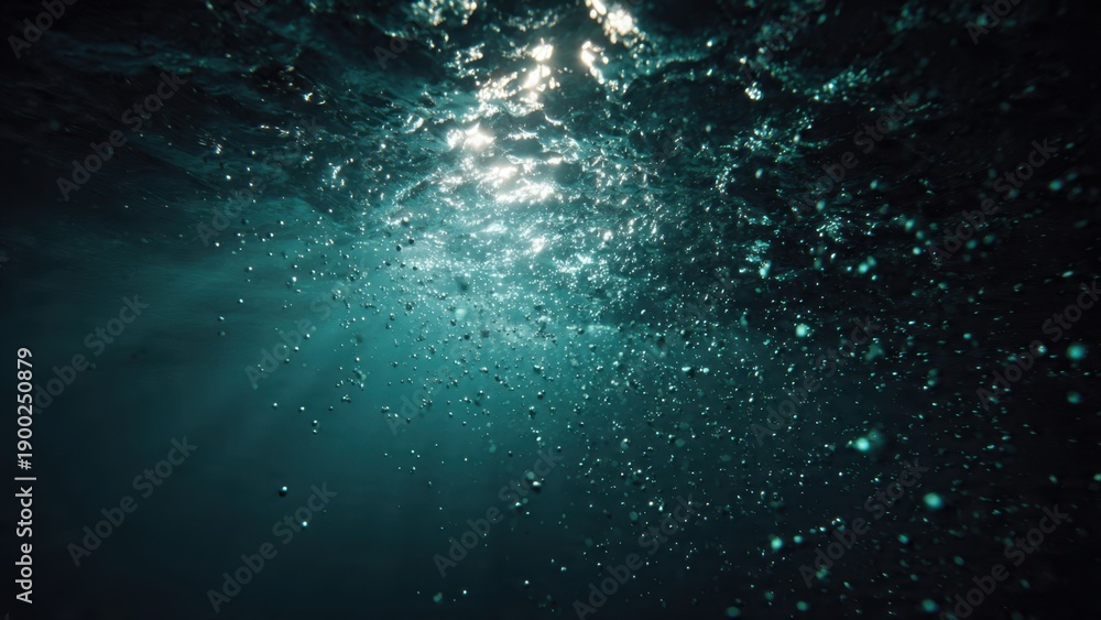 Obraz premium Underwater scene with bubbles and sunlight