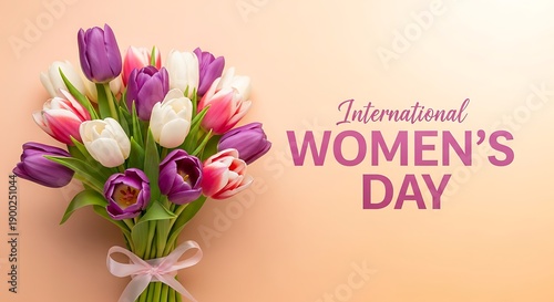 A vibrant bouquet of tulips celebrates international women's day with elegance.