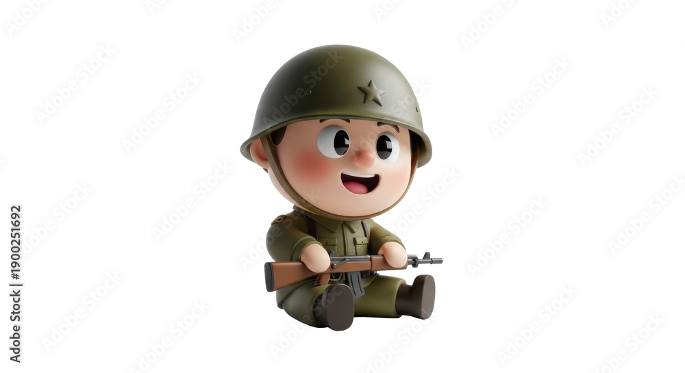 Obraz premium Cartoon soldier holding a rifle