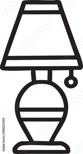 Simple outline illustration of a table lamp a classic lighting fixture for home decor and interior design isolated on a white background