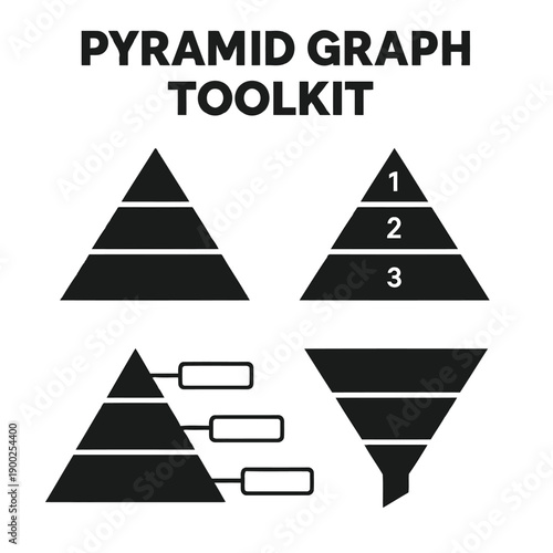 A visual representation of pyramid graphs and toolkit elements in a black and white style