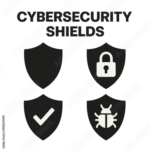 Cybersecurity shields illustration depicting protection security and defense against digital threats high quality