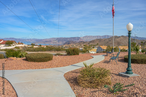 Street scene in Boulder city Nevada with valley view.