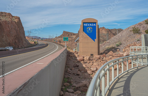 The Nevada state line from Arizona.