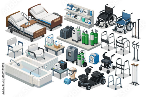 Collection of medical equipment and assistive devices for healthcare and mobility