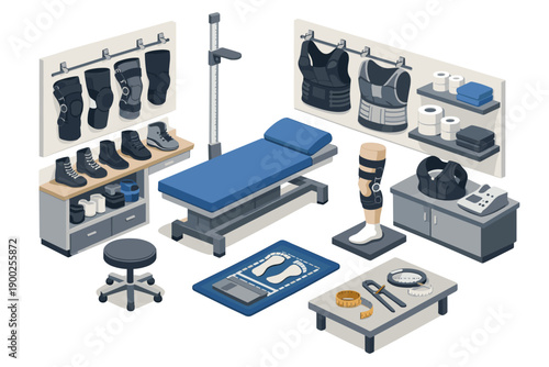 Orthopedic clinic equipment and medical devices for rehabilitation and support