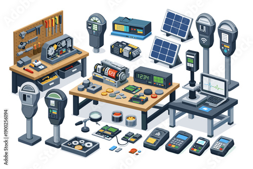 Collection of electronic devices and tools for repair and development