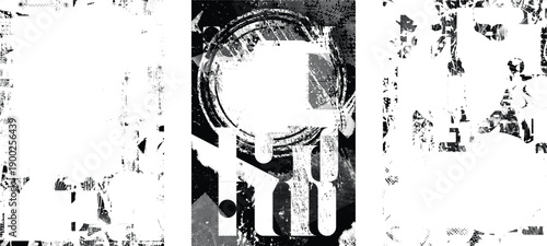 Glitch distorted geometric shape . Noise destroyed logo . Trendy cyber punk poster . Glitched frame .Grunge textured . Distressed effect .Vector shapes with a halftone dots screen print texture.