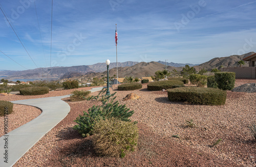 Street scene in Boulder city Nevada with valley view.
