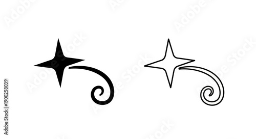 Magic Sparkle Star with Swirl Icon for Fantasy Decoration Celebration and Shining Effect Vector