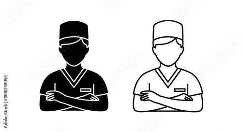 Medical Doctor Healthcare Avatar Icon with Crossed Arms for Professional Hospital Staff Design