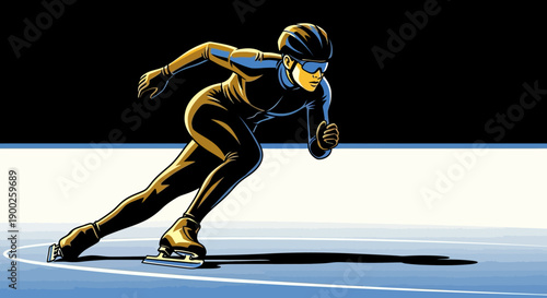 Dynamic speed skater in motion: a bold graphic of athleticism and precision on ice