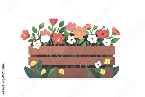 Crate with Flowers in a Farmers Market isolated