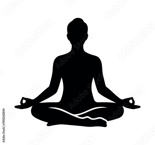 A person meditating in a state of zen calmness flat vector illustration on white background for yoga meditation apps and websites