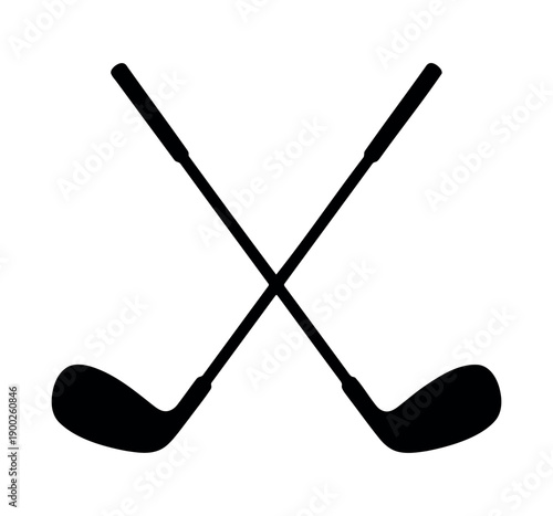Golf clubs crossed silhouette icon for sports and leisure design