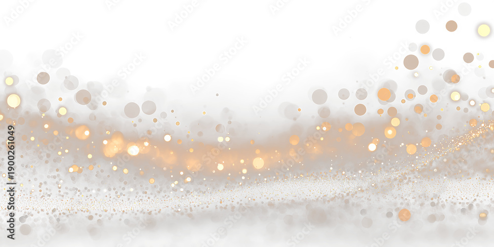 Fototapeta premium Magical burst of gold dust and bokeh sparkles with glamorous motion perfect for PNG party designs, Christmas celebrations, or luxury stardust effects.