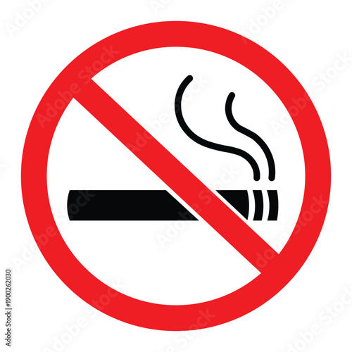 No smoking sign with cigarette and smoke indicating prohibition