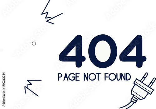 Website connection error concept with unplugged electric socket and 404 text.eps