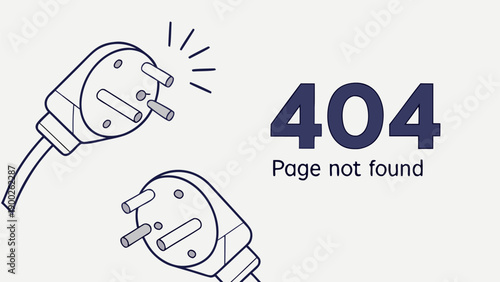 404 error page not found illustration with disconnected cable and plug.eps