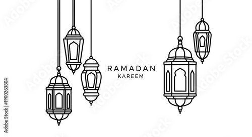 Ramadan Kareem Islamic Lanterns Decorative Elements.