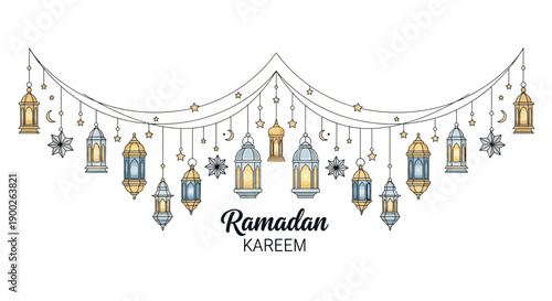 Ramadan Kareem Islamic Lanterns Decoration Garland.