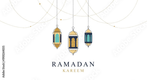 Three ornate Ramadan lanterns hanging against a white background.