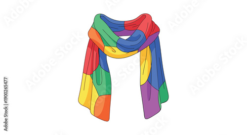 Vibrant patchwork scarf showcasing a lively spectrum of rainbow colors, adding a cheerful and artistic touch.