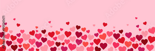 Valentine s day pink background with vector heart symbols. Decorative pink valentine`s day background with scattered hearts.