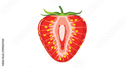 Perfectly Halved Ripe Red Strawberry Revealing its Juicy Interior and Tiny Yellow Seeds Fresh and Healthy