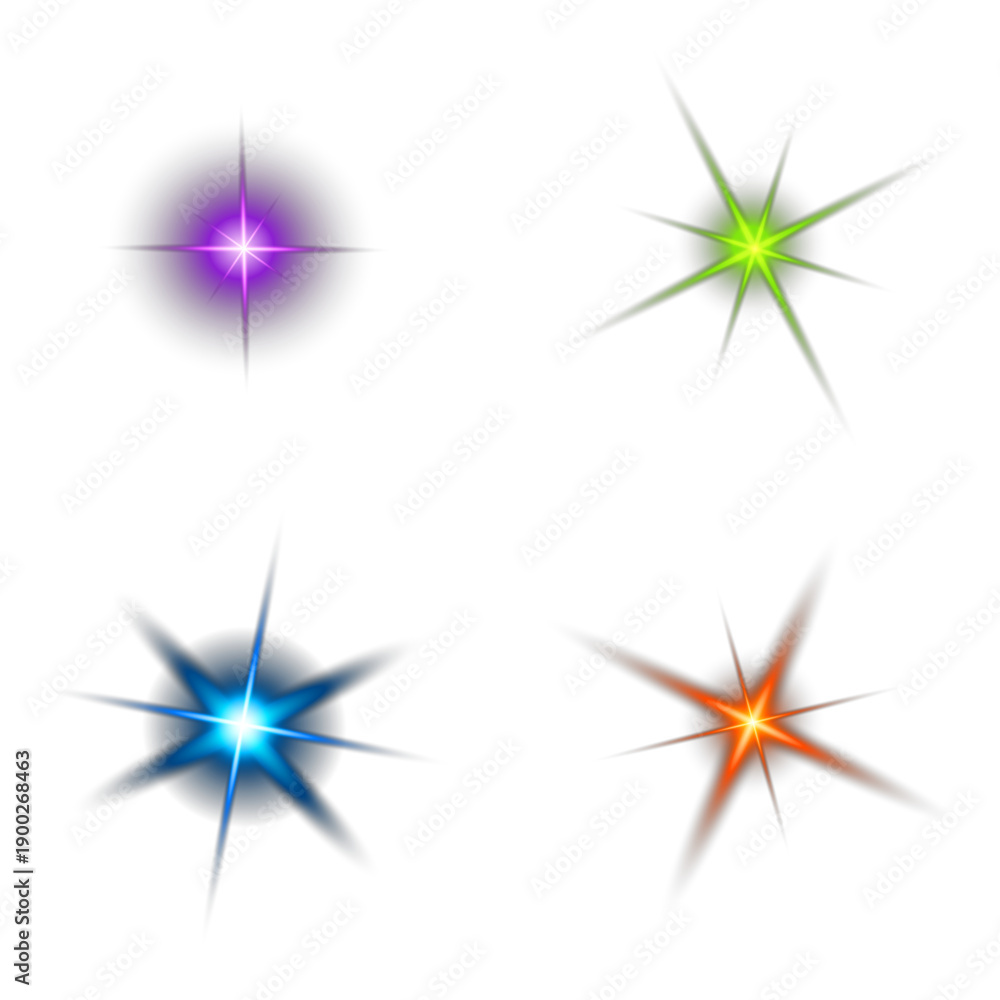 Fototapeta premium Colorful Star Effects Isolated On Transparent Background transparent background