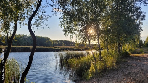sunset over the river