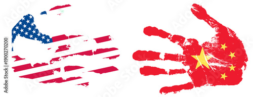 Flags of the United States and China represented through handprints during a cultural exchange event in a community center