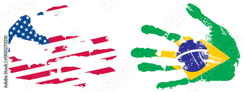 Collaboration between cultures shown through handprints of the United States and Brazil during a cultural exchange event
