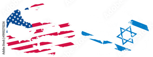 Flags of United States and Israel displayed together in a graphic design to show unity and partnership