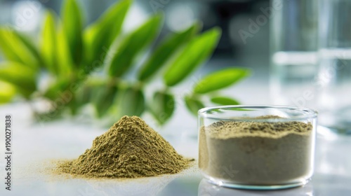 Natural plant powder and fresh leaves for herbal medicine and supplement production