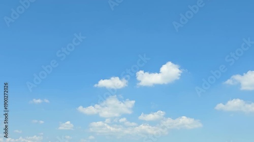 Cloudscape, Timelapse of beautiful Blue sky with white cumulus clouds drifting in bright daylight, for background	